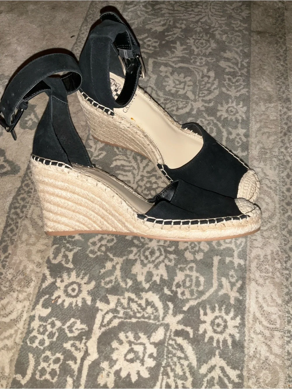 Vince Camuto Black Espadrille Ankle-Strap Sandals